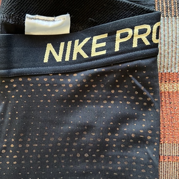 Nike Pro black with gold polka dots full length running tights. - Picture 6 of 7